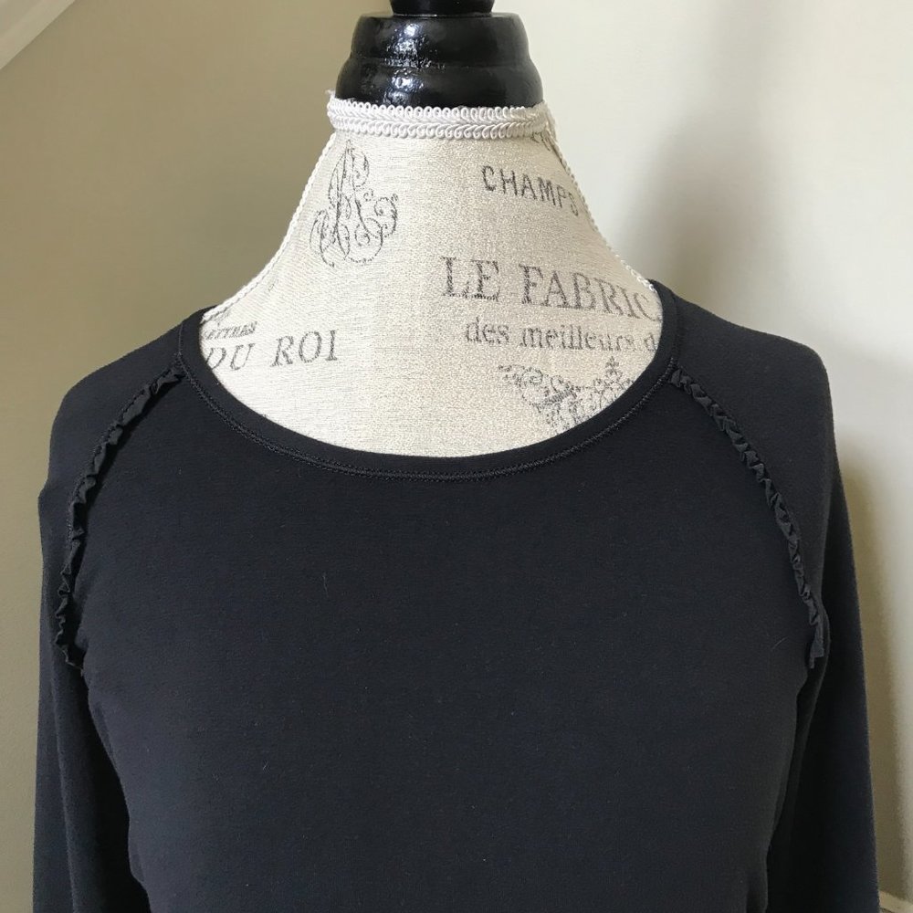 Lululemon Full Tilt Top Shirt Womens 6 Black Crew Neck Long Sleeve Ruffle Run - Picture 6 of 12